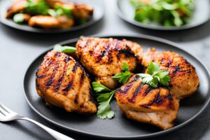 Grilled chicken legs. Grilled BBQ chicken legs with sesame and parsley